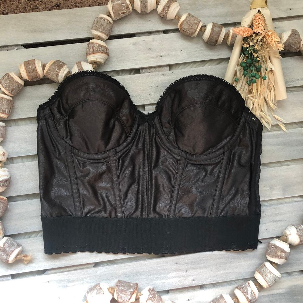 Vintage Y2K Lovable Company Two Tone Floral Black Corset Lingerie Top